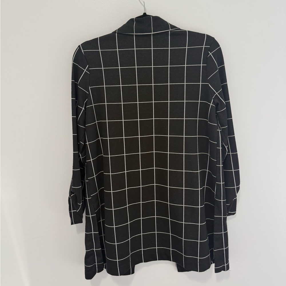 Black Windowpane Blazer Oversized | Work Office Chic Lightweight Jacket S/M - Picture 4 of 5